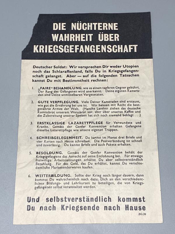 1944 Allied Propaganda Leaflet – Cherbourg Surrender Appeal Featuring Gen. von Schlieben