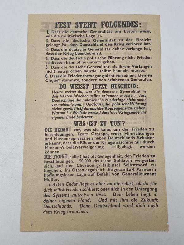 WWII British Surrender Leaflet – Battle of Cherbourg, 1944