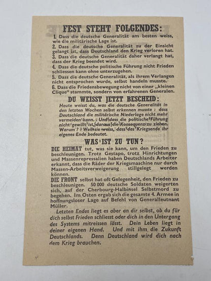 WWII British Surrender Leaflet – Battle of Cherbourg, 1944