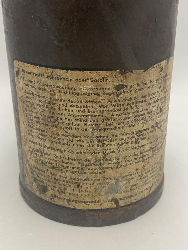 WWII German Army 2-Litre Gasoline Blow Torch – Missler (Panzer Vehicle Tool)