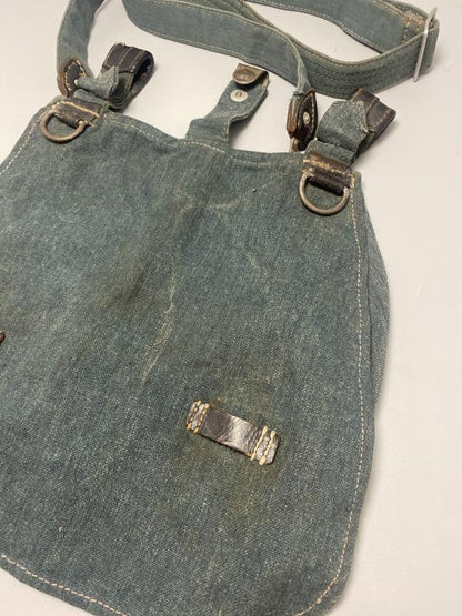 WWII German Feldgendarmerie Bread Bag with Strap – Blue-Grey Canvas