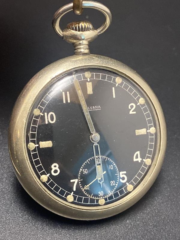 WWII German Army D.H. Silvana Pocket Watch w/ Fob