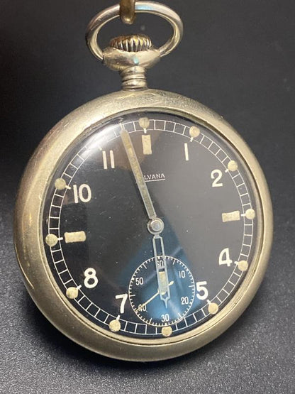 WWII German Army D.H. Silvana Pocket Watch w/ Fob