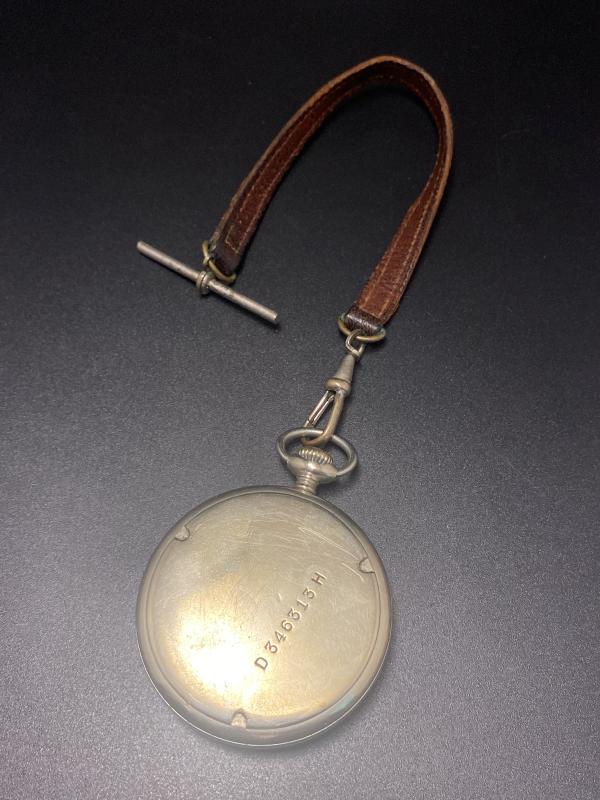 WWII German Army D.H. Silvana Pocket Watch w/ Fob