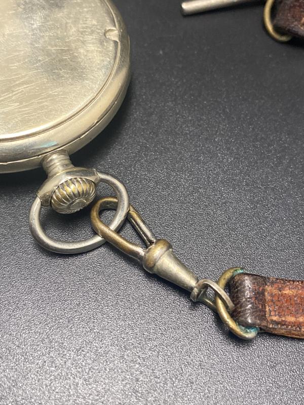 WWII German Army D.H. Silvana Pocket Watch w/ Fob