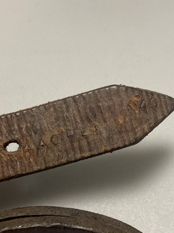 WWII German Army Zeltbahn Equipment Strap 1940 – Aachen Made, Black Leather