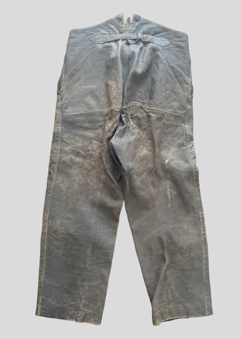 WWII German Leather Trousers (Hosen) – Panzer / Kriegsmarine Issue, Tailor-Labeled