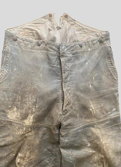 WWII German Leather Trousers (Hosen) – Panzer / Kriegsmarine Issue, Tailor-Labeled