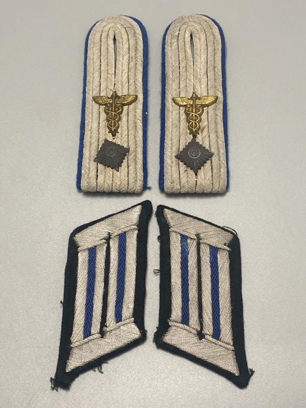 WWII German Army Oberleutnant Insignia Set – Transport (Nachschub) Officer Shoulder Boards & Collar Tabs