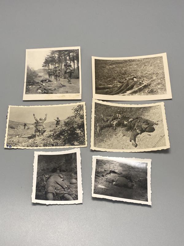 WWII Frontline Photograph Group – Western & Eastern Front Combat Scenes (6 Photos)