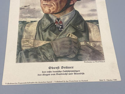 WWII German VDA Illustrated Leaflet – Oberst Bräuer, Fallschirmjäger Commander (1940)