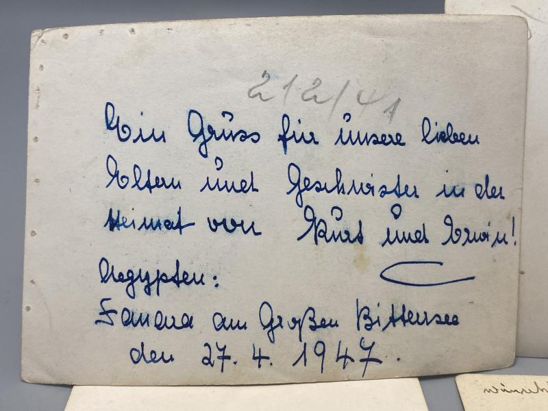 WWII German Afrika Korps POW Photographs & Hand-Painted Postcard – Egypt 1947