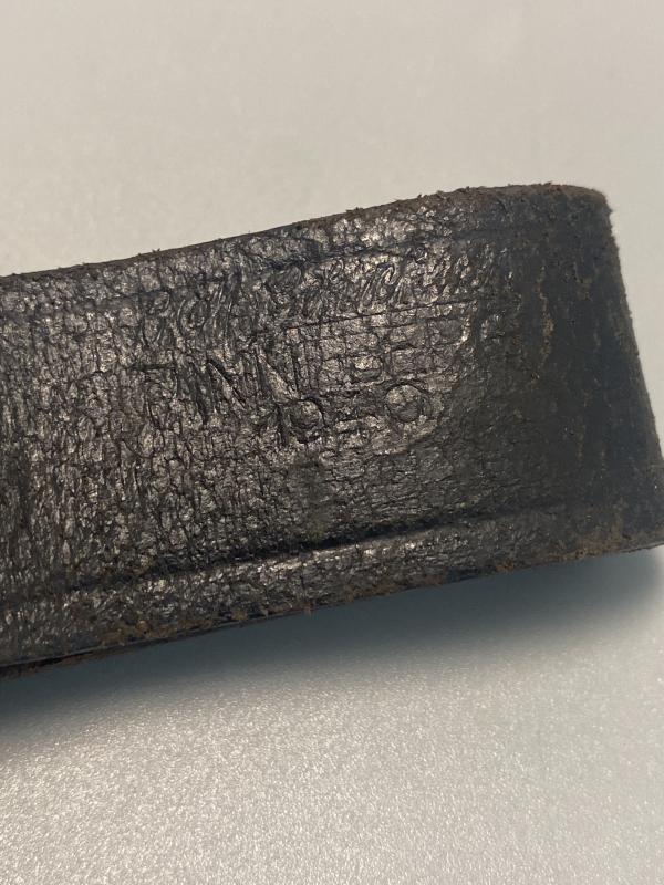 WWII German Kriegsmarine Leather D-Ring Strap, Dated 1940 – Original Naval Equipment