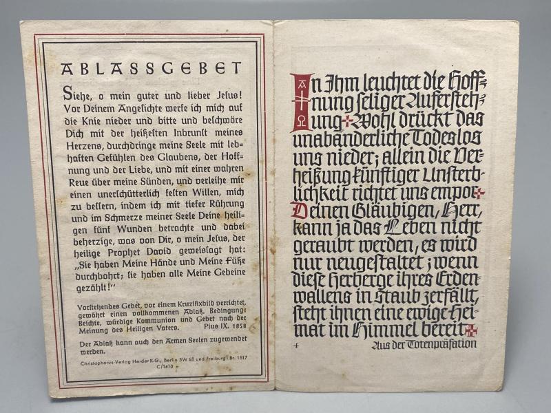 WWII German Death Card (Sterbebild) – Unteroffizier Alex Grygiel, Eastern Front