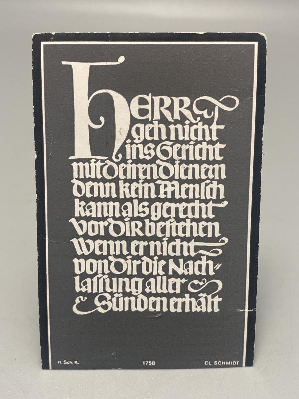 WWII German Death Card (Sterbebild) – Schütze Hans Berr, Eastern Front